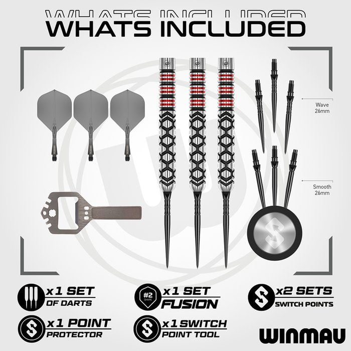 WINMAU - FORNAX - PARALLEL - WINMAU SWITCH POINT DARTS - 90% - 22g/24g