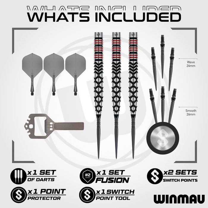 WINMAU - FORNAX - TAPERED - WINMAU SWITCH POINT DARTS - 90% - 21g/23g