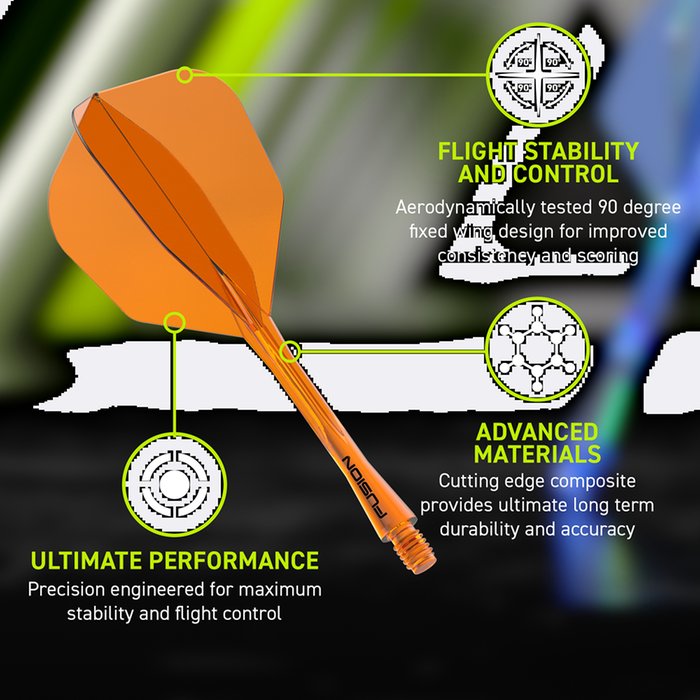 WINMAU - WINMAU FUSION - ORANGE - SMALL No.6 - INTEGRATED FLIGHTS - ORANGE