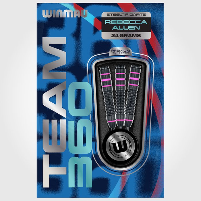 WINMAU - REBECCA ALLEN - TEAM 360 - STEEL TIP DARTS - 90% - 24g