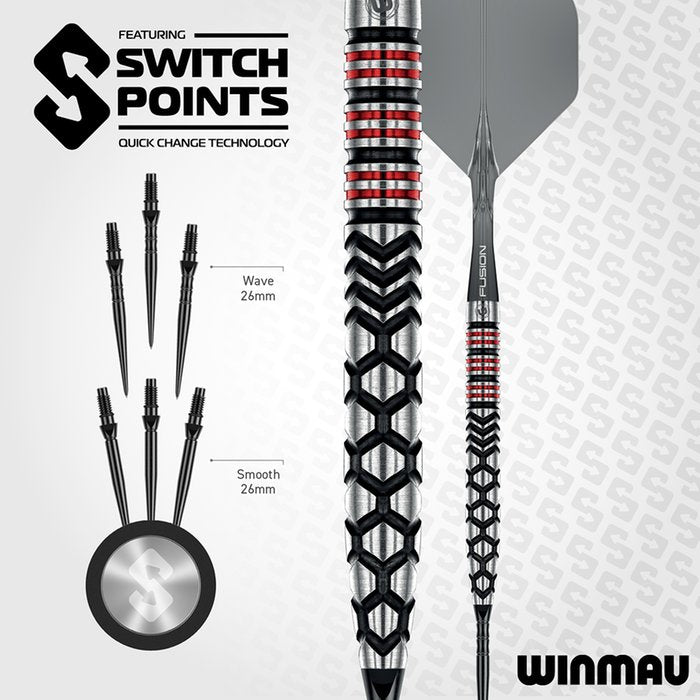 WINMAU - FORNAX - TAPERED - WINMAU SWITCH POINT DARTS - 90% - 21g/23g
