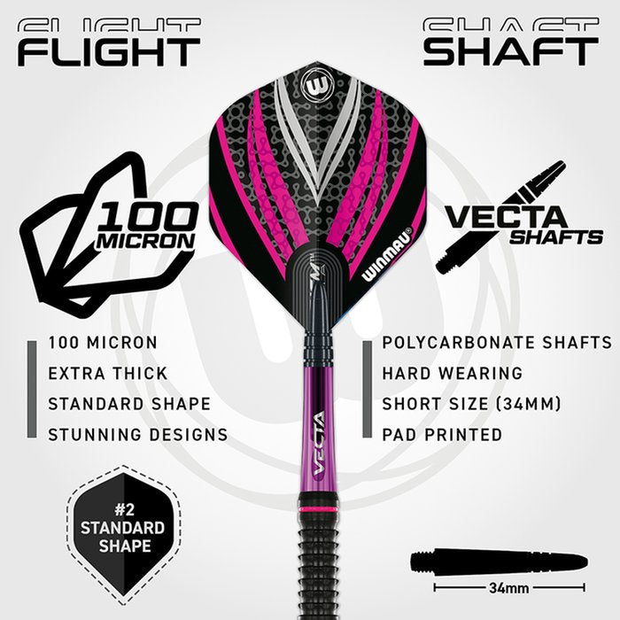 WINMAU - REBECCA ALLEN - TEAM 360 - STEEL TIP DARTS - 90% - 24g