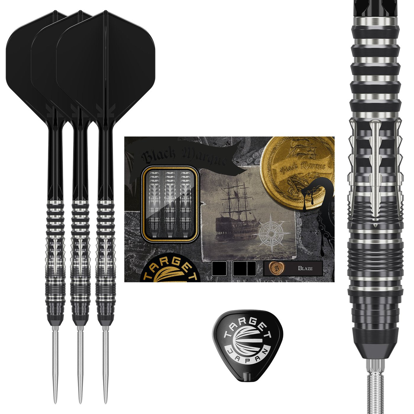 TARGET JAPAN - BLACK MARQUE - BLAZE -  G1 - SWISS POINT DARTS - 90% - 23g/25g