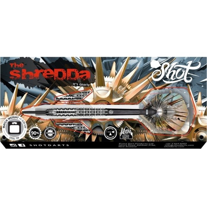 SHOT - GNARLY - SHREDDA - 90% - STEEL TIP DARTS - 23g/24g/26g/28g/30g