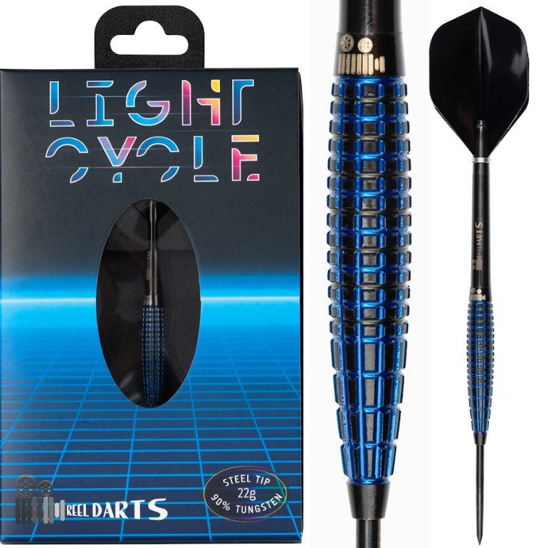 REEL DARTS - LIGHT CYLCE - STEEL TIP DARTS - 90% - 22g