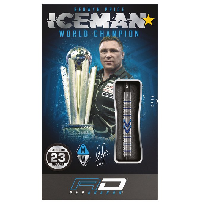 RED DRAGON - GERWYN PRICE  - MIDNIGHT - STEEL TIP DARTS - 90% - 23g/25g