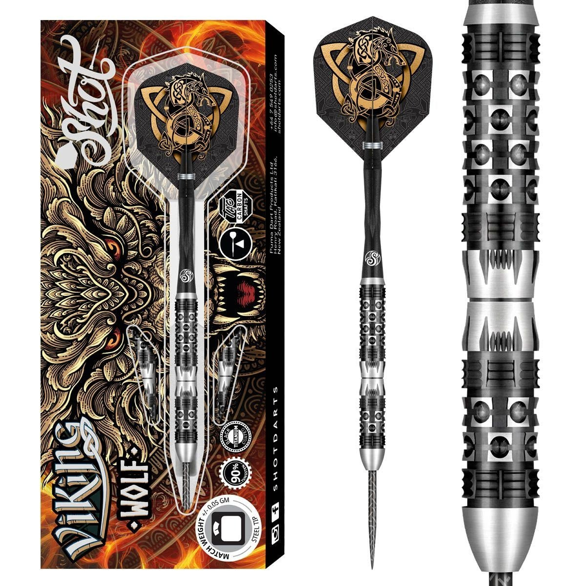 SHOT - VIKING - WOLF - STEEL TIP DARTS - 90% - 23g/24g/25g