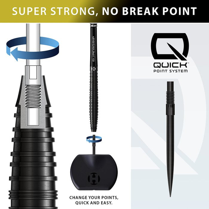 HARROWS - NX90 - BLACK TAPERED - QUICK POINTS - 90% - 21g/22g/23g/24g/25g/26g
