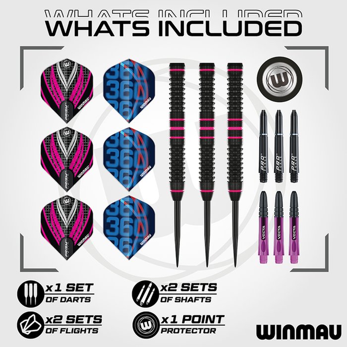 WINMAU - REBECCA ALLEN - TEAM 360 - STEEL TIP DARTS - 90% - 24g