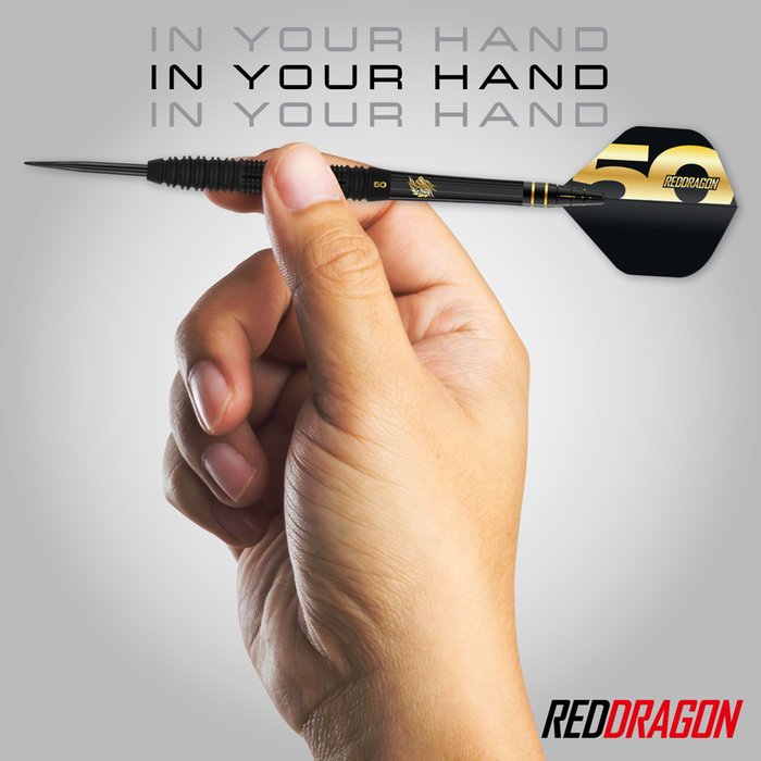 RED DRAGON - JOHNNY CLAYTON  - 50 YEAR ANNIVERSAR - STEEL TIP DARTS - 90% - 22g