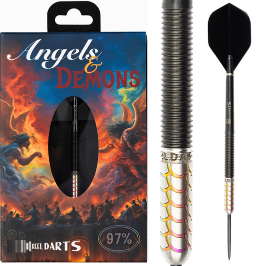 REEL DARTS - ANGELS & DEMONS - STEEL TIP DARTS - 97% - 23g