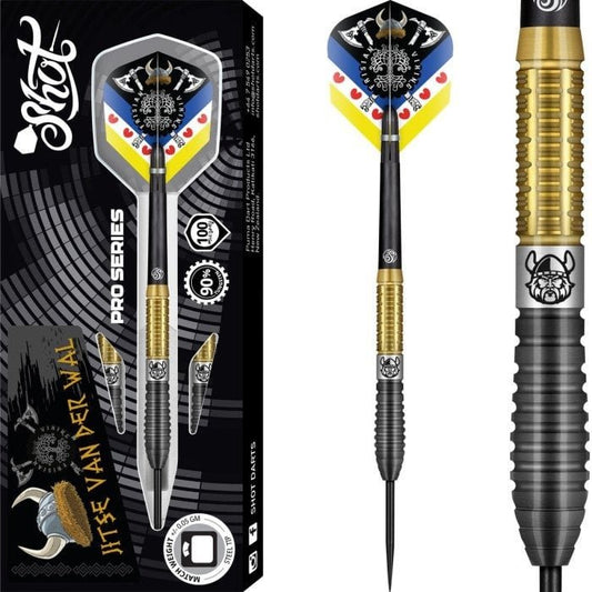 SHOT - JITSE VAN DER WAL - v1 - PRO SERIES - 90% - STEEL TIP DARTS - 24g/26g