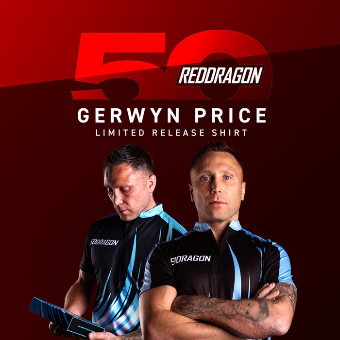 RED DRAGON - GERWYN PRICE  - 50 YEAR ANNIVERSAR - STEEL TIP DARTS - 90% - 23g