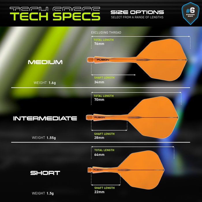 WINMAU - WINMAU FUSION - ORANGE - SMALL No.6 - INTEGRATED FLIGHTS - ORANGE