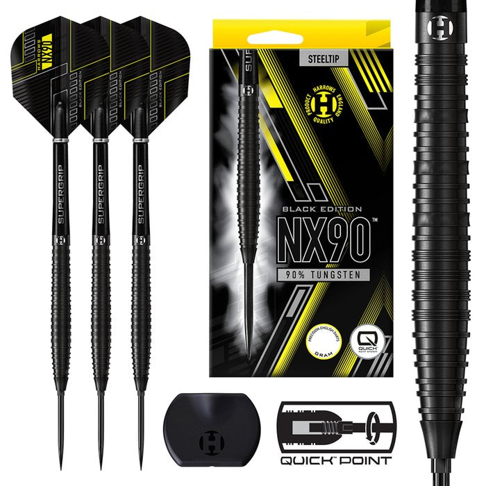 HARROWS - NX90 - BLACK TAPERED - QUICK POINTS - 90% - 21g/22g/23g/24g/25g/26g