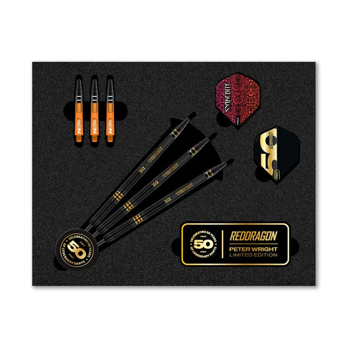 RED DRAGON - PETER WRIGHT  - 50 YEAR ANNIVERSAR - STEEL TIP DARTS - 90% - 21g