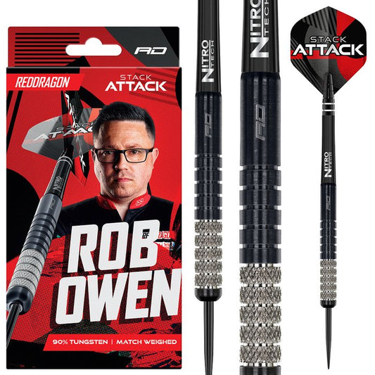 RED DRAGON - ROB OWEN - STACK ATTACK - STEEL TIP DARTS - 90% - 22g