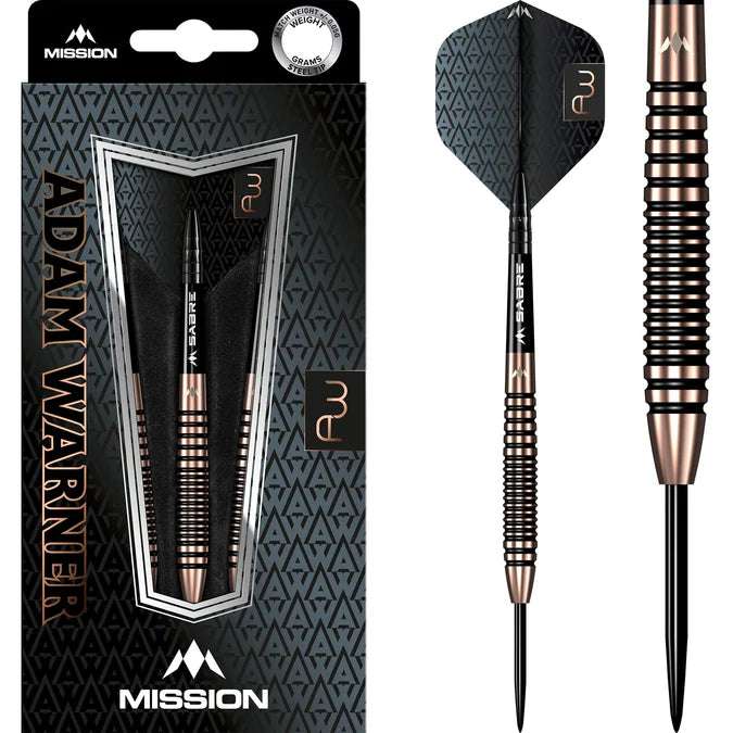 MISSION - ADAM WARNER - BRONZE TITANIUM - STEEL TIP DARTS - 95% - 22g/24g/26g
