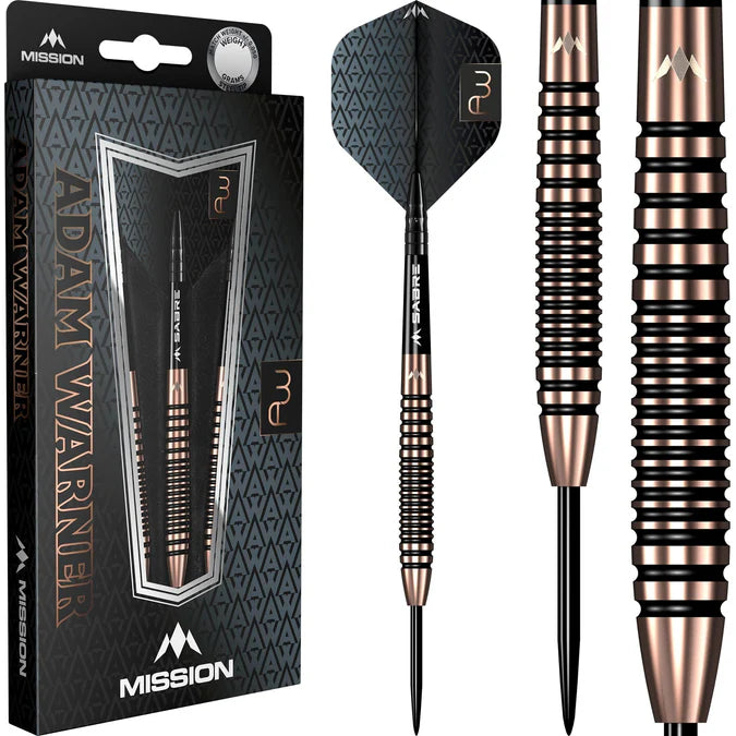 MISSION - ADAM WARNER - BRONZE TITANIUM - STEEL TIP DARTS - 95% - 22g/24g/26g
