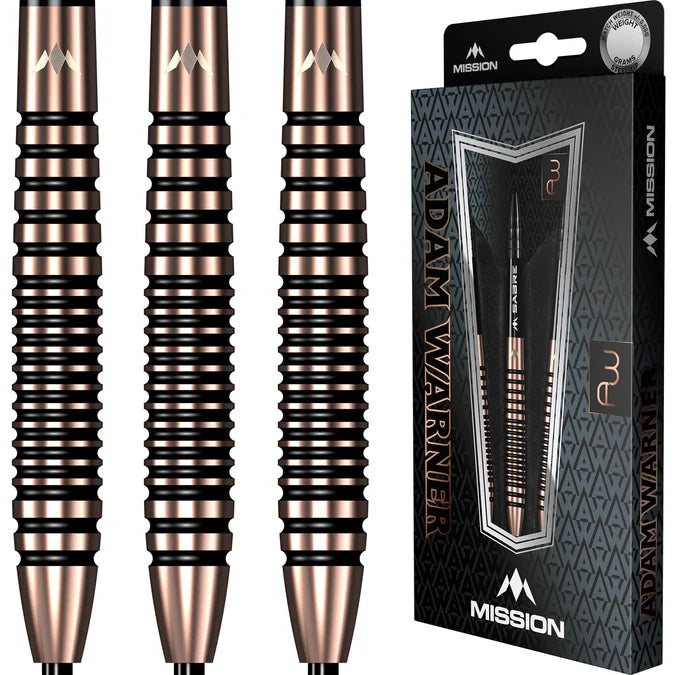 MISSION - ADAM WARNER - BRONZE TITANIUM - STEEL TIP DARTS - 95% - 22g/24g/26g