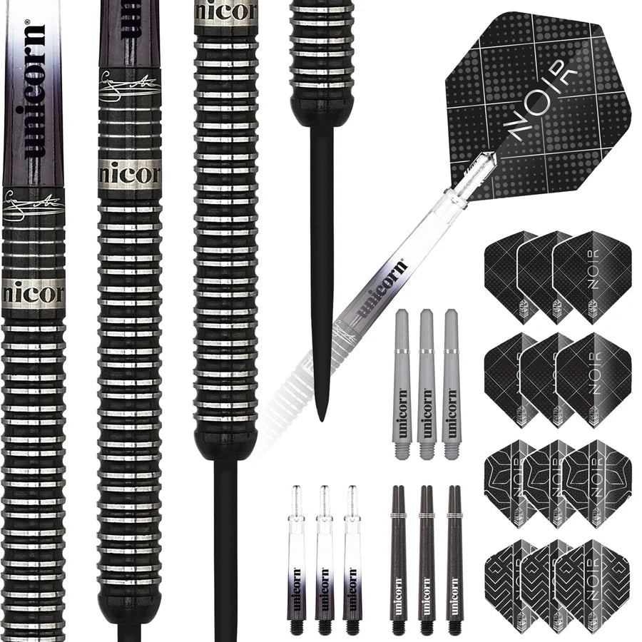 UNICORN - GARY ANDERSON - NOIR - PHASE 3 - DELUXE PLAYER EDITION - STEEL TIP DARTS - 90% - 21g/23g/25g/27g