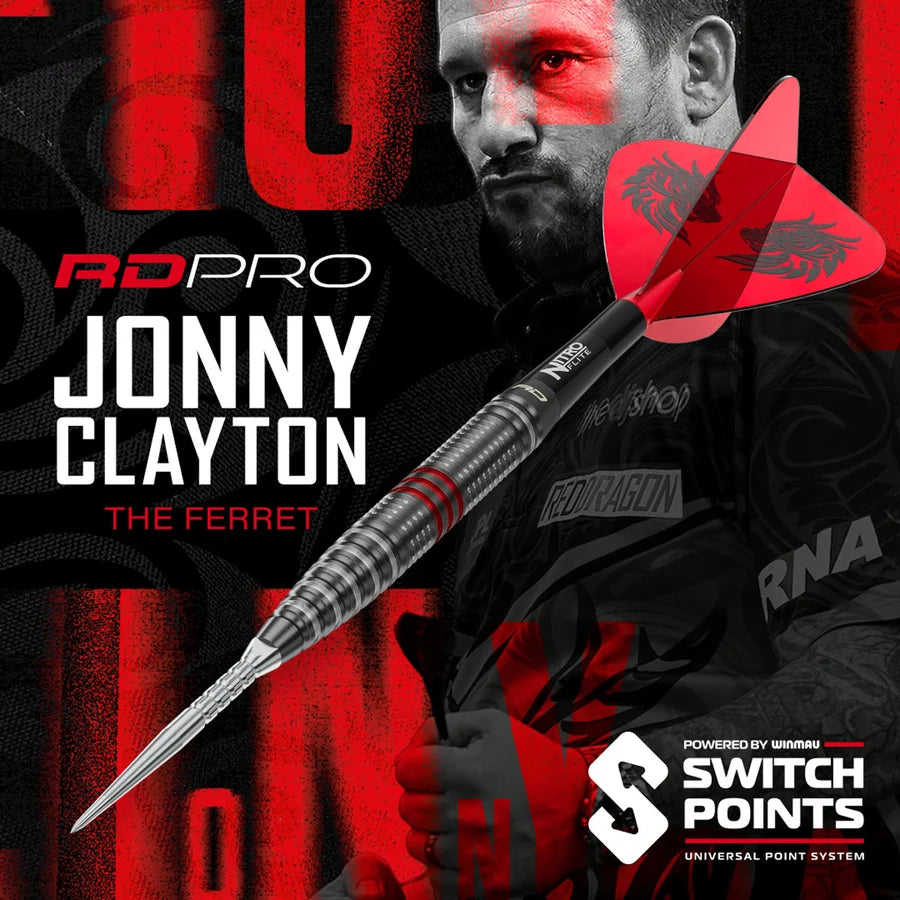 RED DRAGON - JOHNNY CLAYTON - RD PRO - SWITCH POINT DARTS - 90% - 22g/23g/24g