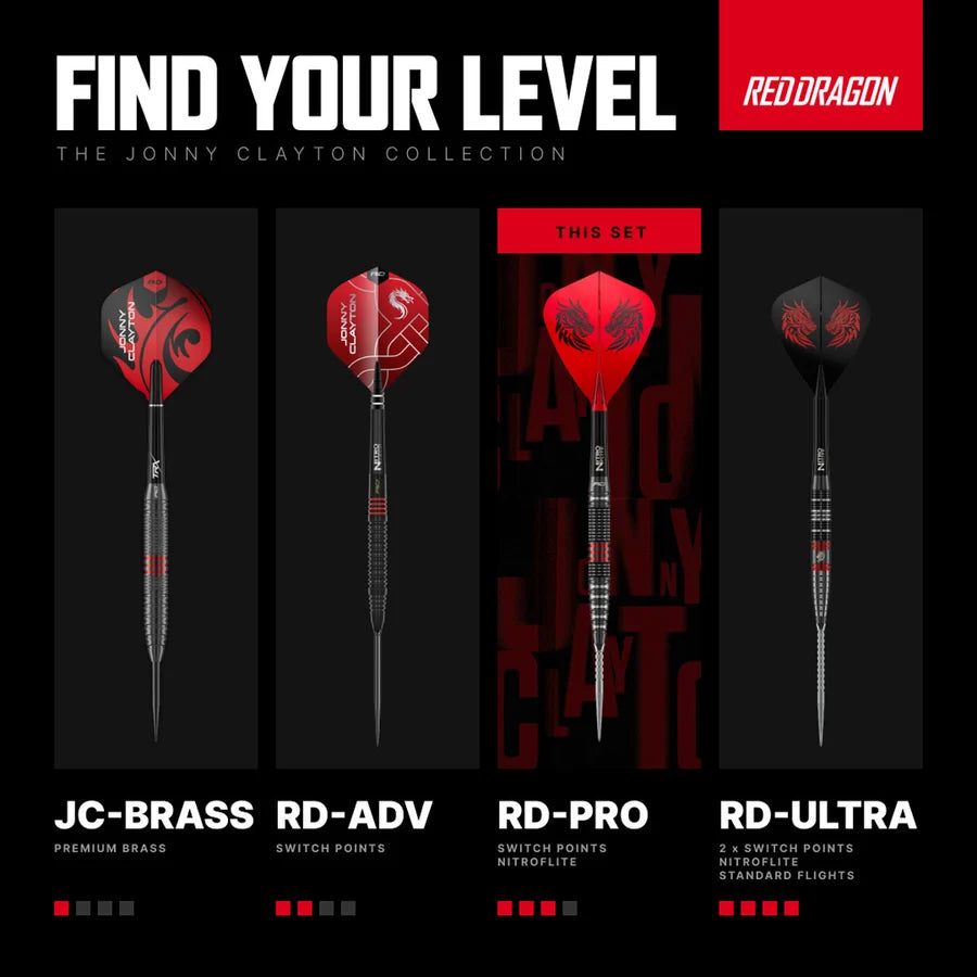 RED DRAGON - JOHNNY CLAYTON - RD PRO - SWITCH POINT DARTS - 90% - 22g/23g/24g