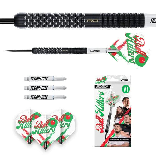 RED DRAGON - BULLHITTERS - v1 - STEEL TIP DARTS - 90% - 23g