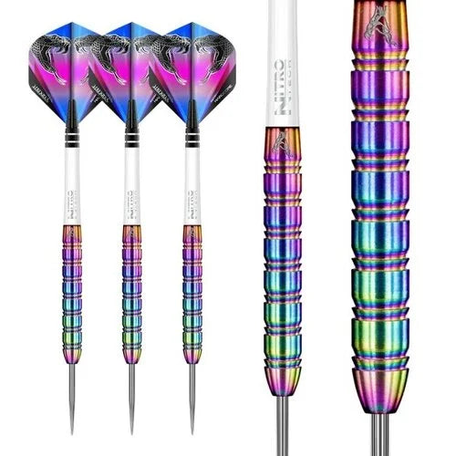 RED DRAGON - PETER WRIGHT 'SNAKEBITE' - 1 RAINBOW - STEEL TIP DARTS - 85% - 22g/23g/24g