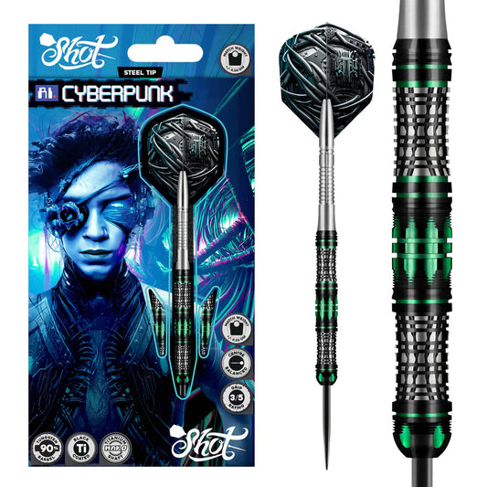 SHOT - AI - CYBERPUNK - STEEL TIP DARTS - 90% - 23g/24g/25g