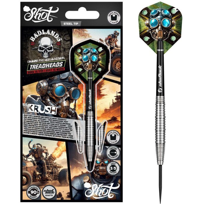 SHOT - BADLANDS - KRUSH - 90% - STEEL TIP DARTS - 22g/23g/24g/26g/28g