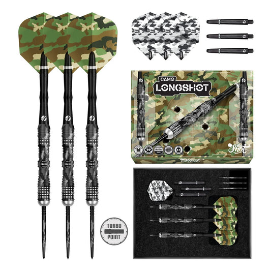SHOT - CAMO - LONGSHOT  - TURBO POINT DARTS - 95% - 23g/24g/25g