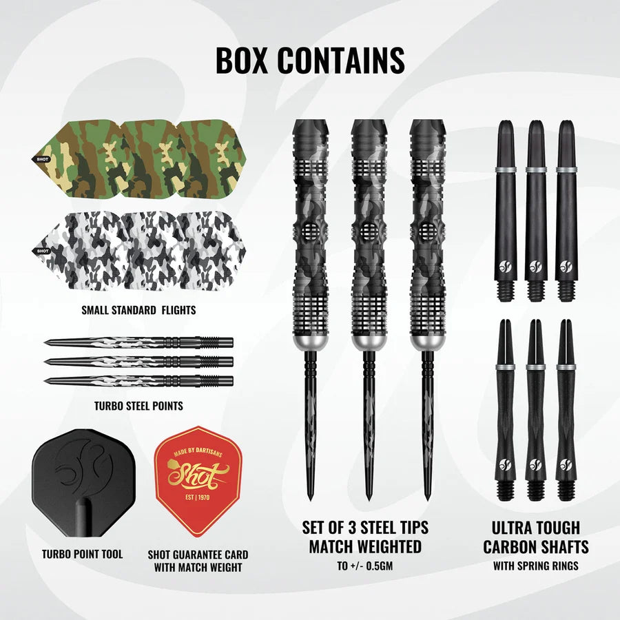 SHOT - CAMO - LONGSHOT  - TURBO POINT DARTS - 95% - 23g/24g/25g