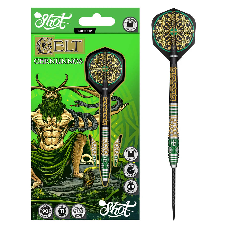 SHOT - CELT - CERNUNNOS - STEEL TIP DARTS - 90% - 22g/23g/24g/25g