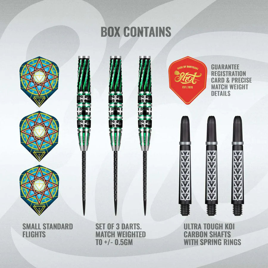 SHOT - CELT - DRUID - STEEL TIP DARTS - 90% - 23g/24g/25g