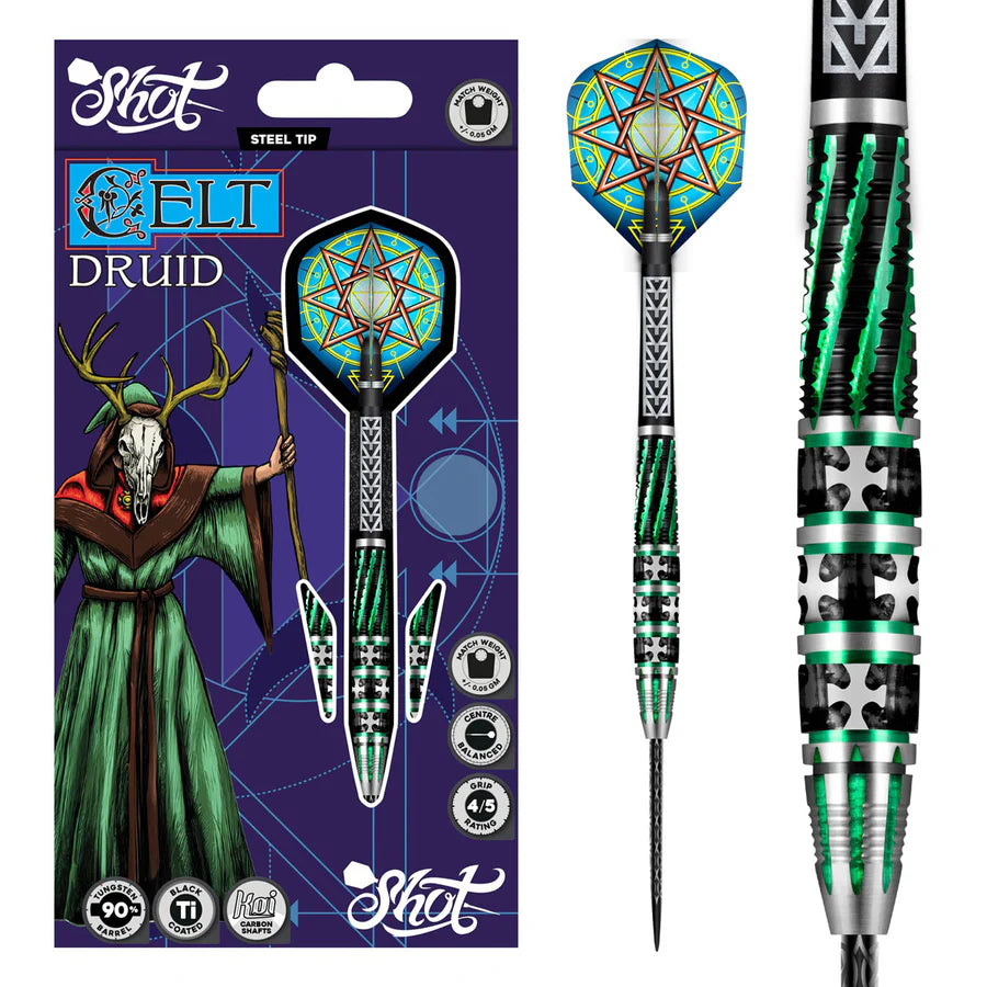 SHOT - CELT - DRUID - STEEL TIP DARTS - 90% - 23g/24g/25g