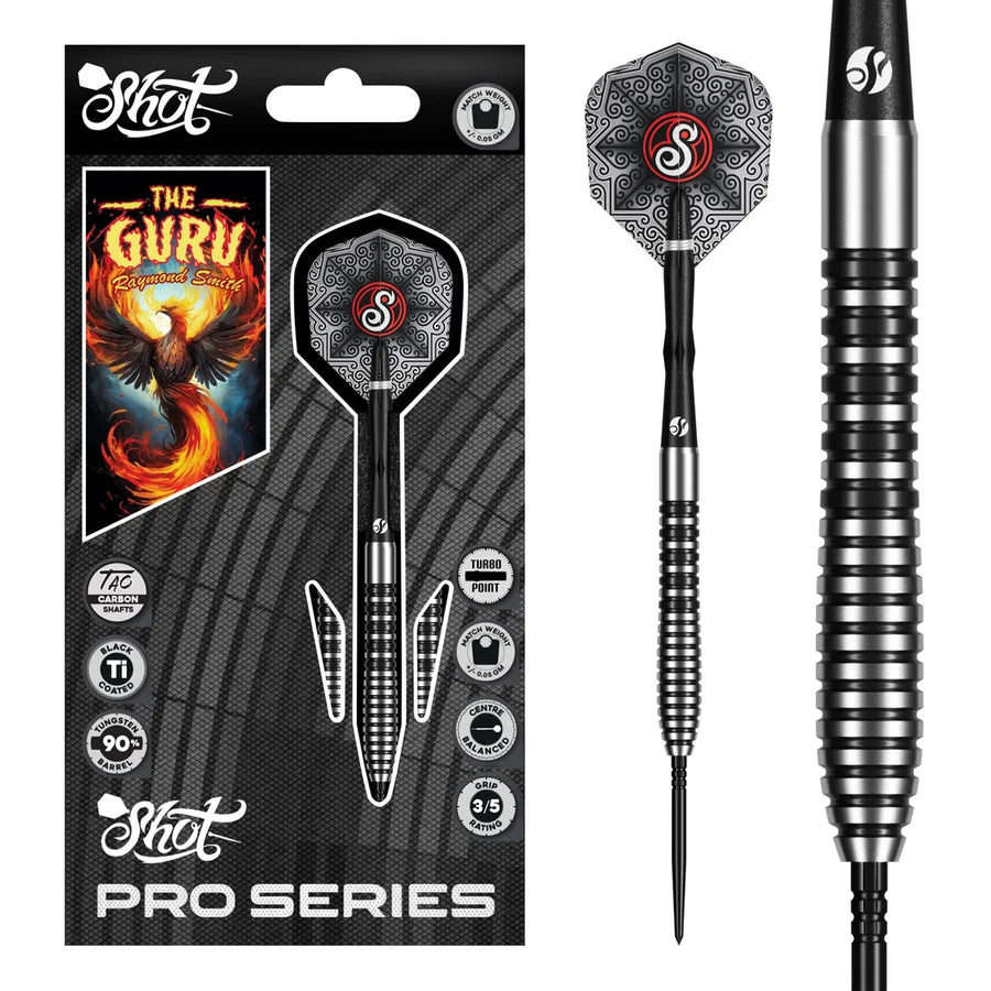 SHOT - PRO SERIES - RAYMOND SMITH  - GURU - TURBO POINT DARTS - 90% - 22g