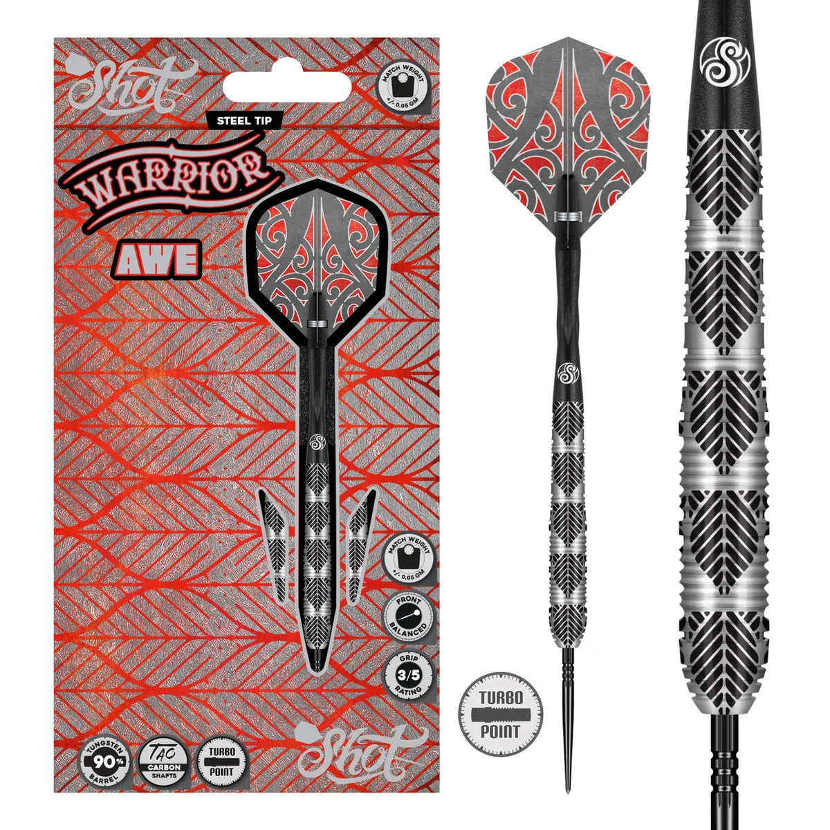 SHOT - WARRIOR - AWE - TURBO POINT DARTS - 90% - 22g/23g/24g/26g