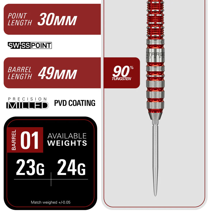 TARGET JAPAN - BLACK MARQUE - SPINEL -  G1 - SWISS POINT DARTS - 90% - 23g/24g