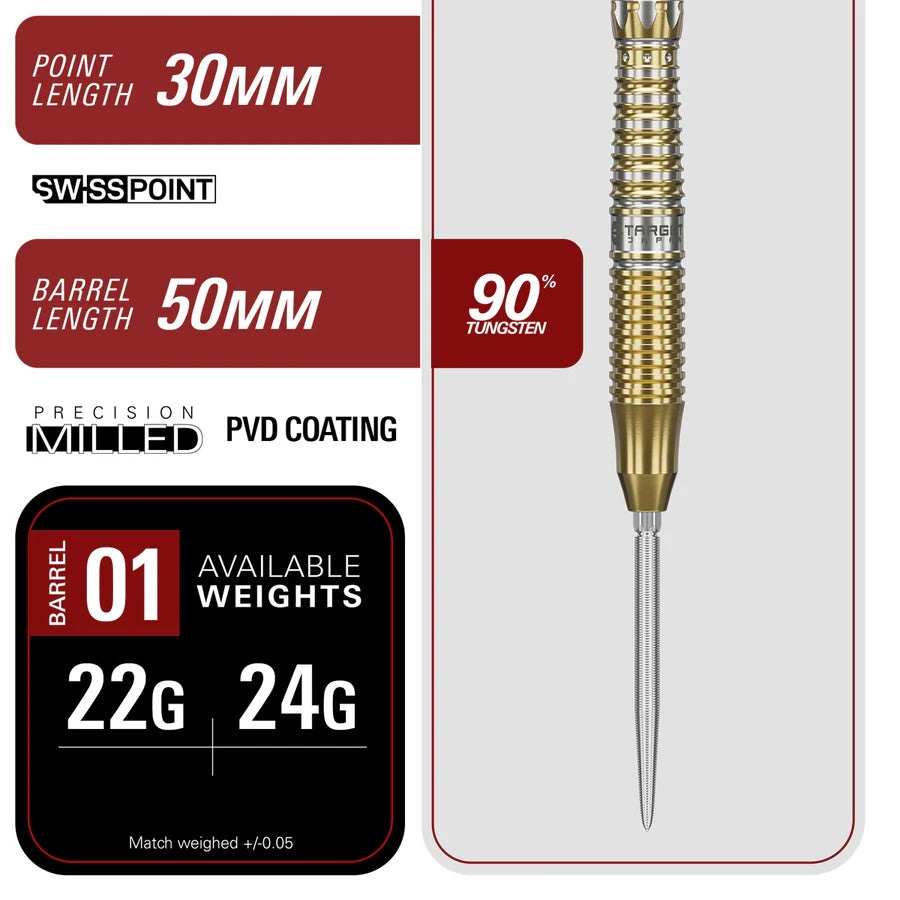 TARGET JAPAN - BLACK MARQUE - ENZO -  G1 - SWISS POINT DARTS - 90% - 22g/24g