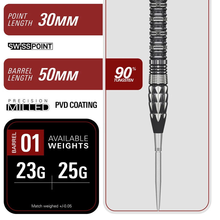 TARGET JAPAN - MATSUMASA HOSHINO - G12 - PYRO - SWISS POINT DARTS - 90% - 23g/25g