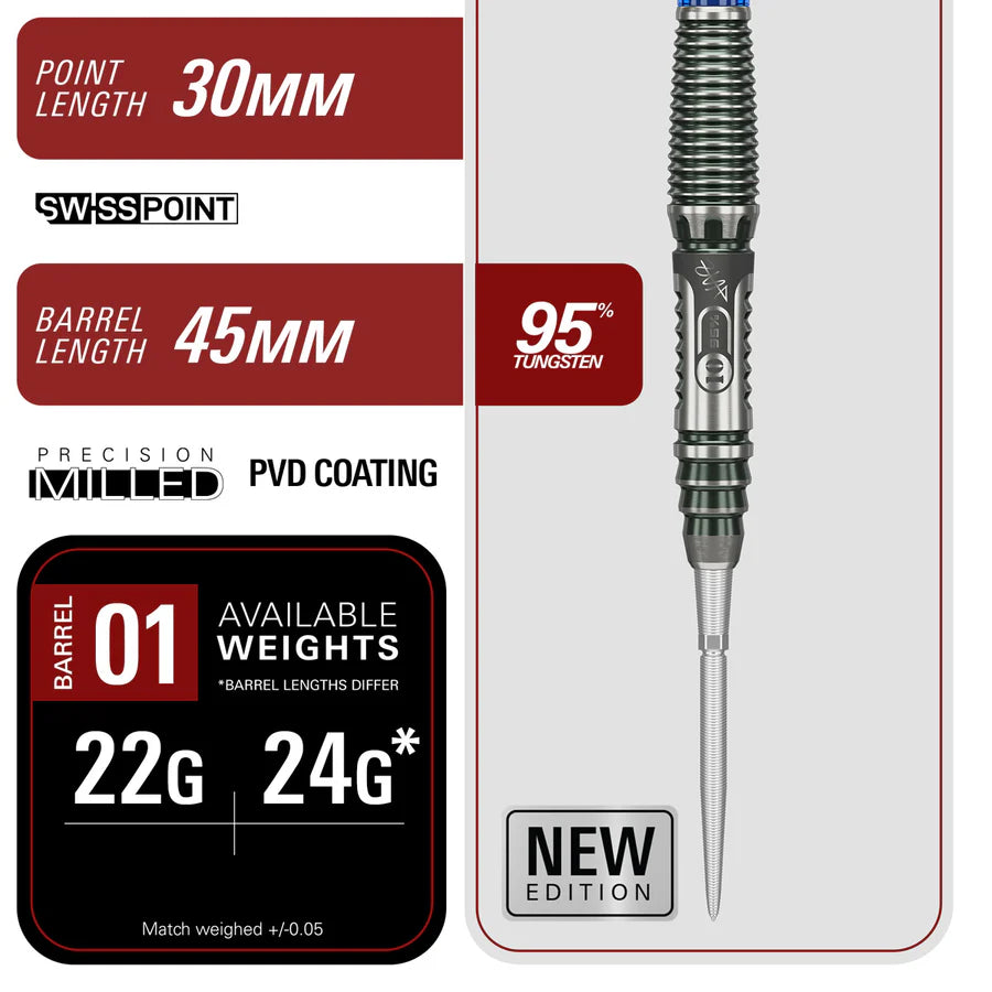 TARGET JAPAN - HARUKI MURAMATSU - RISING SUN - G10.5 - SWISS POINT DARTS - 95% - 22g/24g
