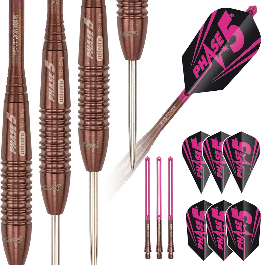 UNICORN - PURIST EVOLUTION - ROSSO - PHIL TAYLOR - PHASE 5 - STEEL TIP DARTS - 90% - 26g