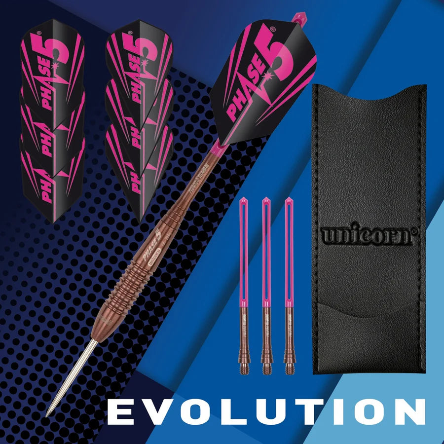 UNICORN - PURIST EVOLUTION - ROSSO - PHIL TAYLOR - PHASE 5 - STEEL TIP DARTS - 90% - 26g