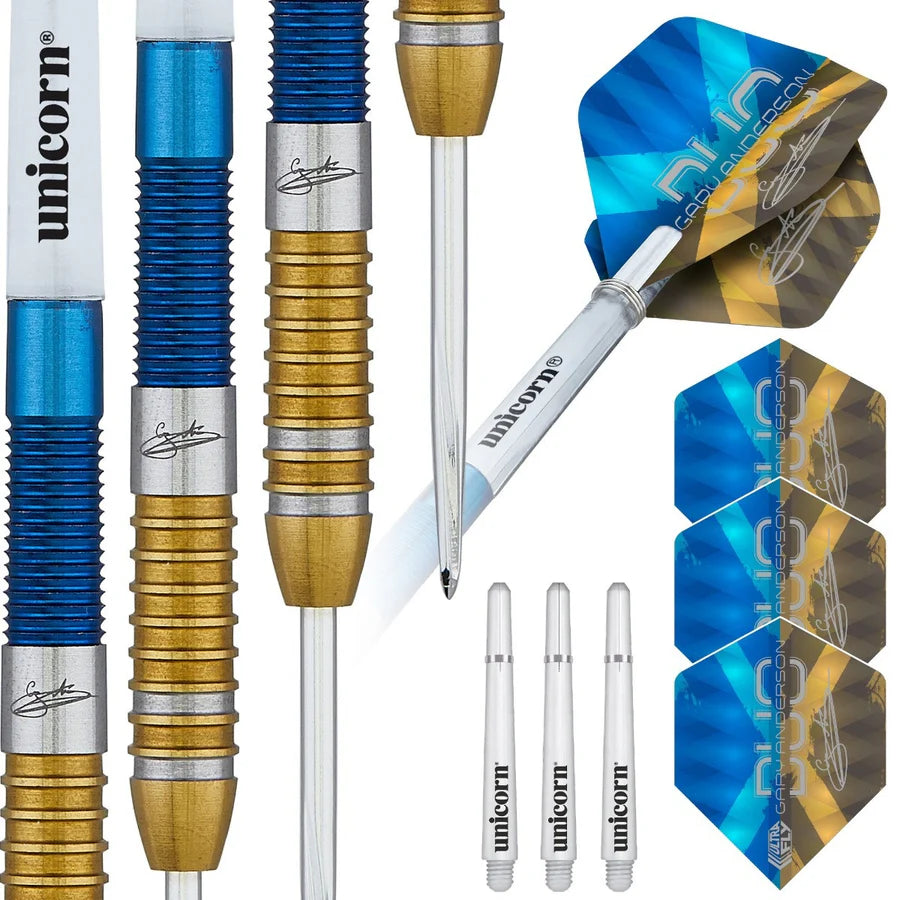 UNICORN - GARY ANDERSON - DUO - STEEL TIP DARTS - 90% - 21g/23g