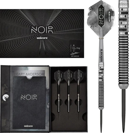 UNICORN - GARY ANDERSON - NOIR - PHASE 5 - STEEL TIP DARTS - 90% - 21g/22g/23g/24g/25g