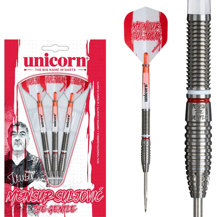 UNICORN - MENSUR SULJOVIC - PHASE 1 - STEEL TIP DARTS - 95% - 21g/23g/25g