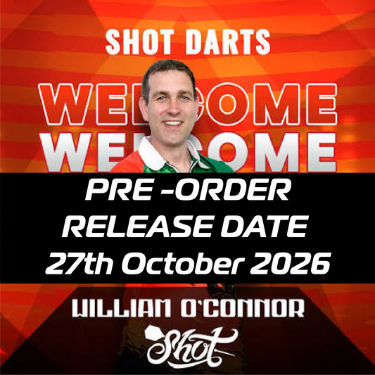 EXCLUSIVE PRE ORDER!!!  SHOT - PRO SERIES - WILLIE O'CONNOR - THE MAGPIE EDITION - TURBO POINT DARTS - 90% - 23g/24g