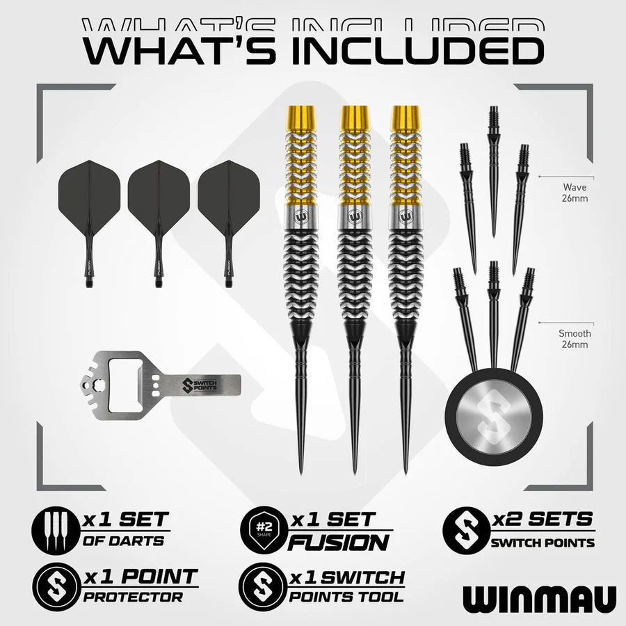 WINMAU - EXION - TORPEDO - SWITCH POINT DARTS - 90% - 22g/23g/24g