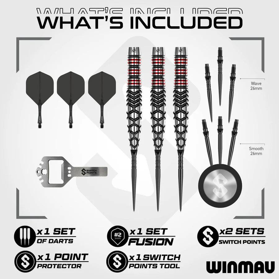 WINMAU - FORNAX - TORPEDO - SWITCH POINT DARTS - 90% - 23g/25g